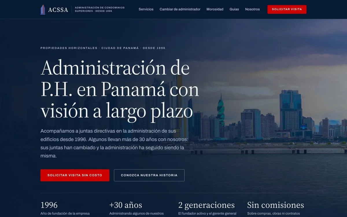 Portada de la página de ACSSA