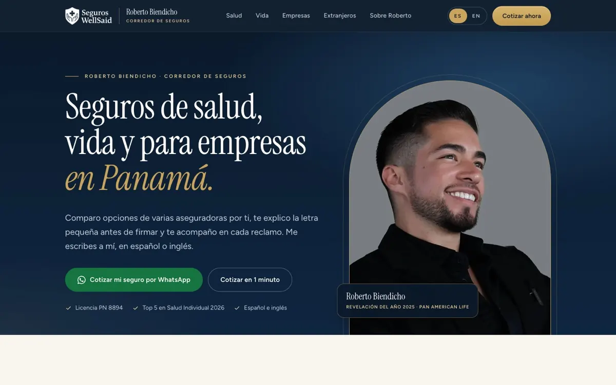 Portada de la página de Seguros WellSaid